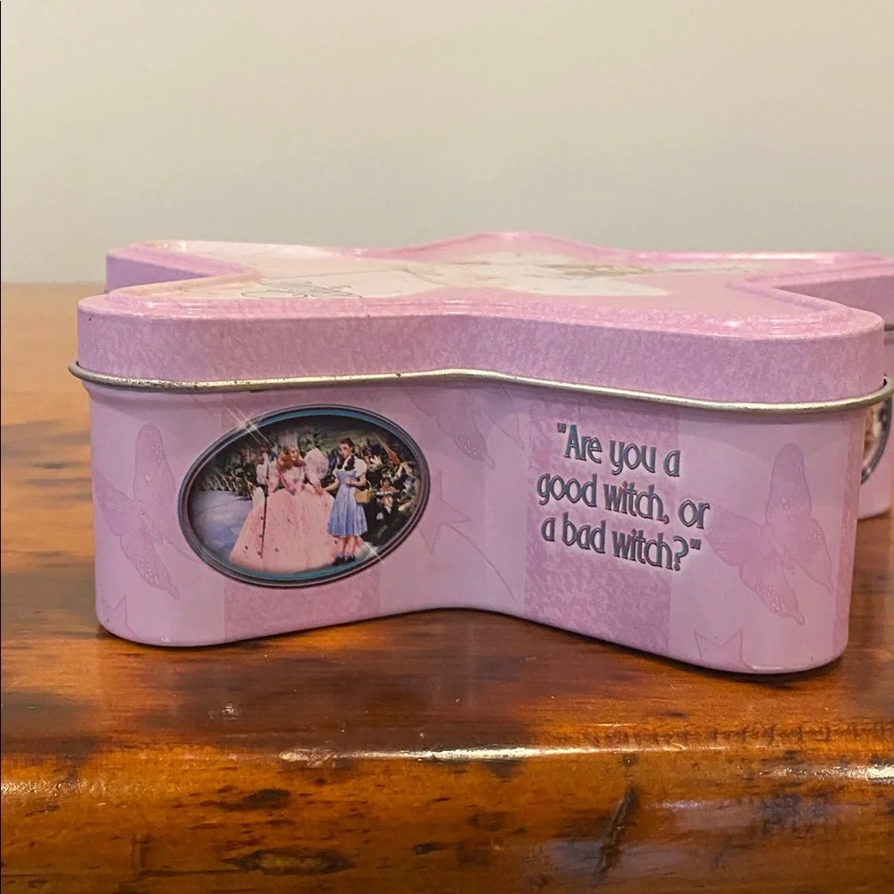 Collectible Glynda the Good Witch Wizard of Oz tin treasure box trinket box pink